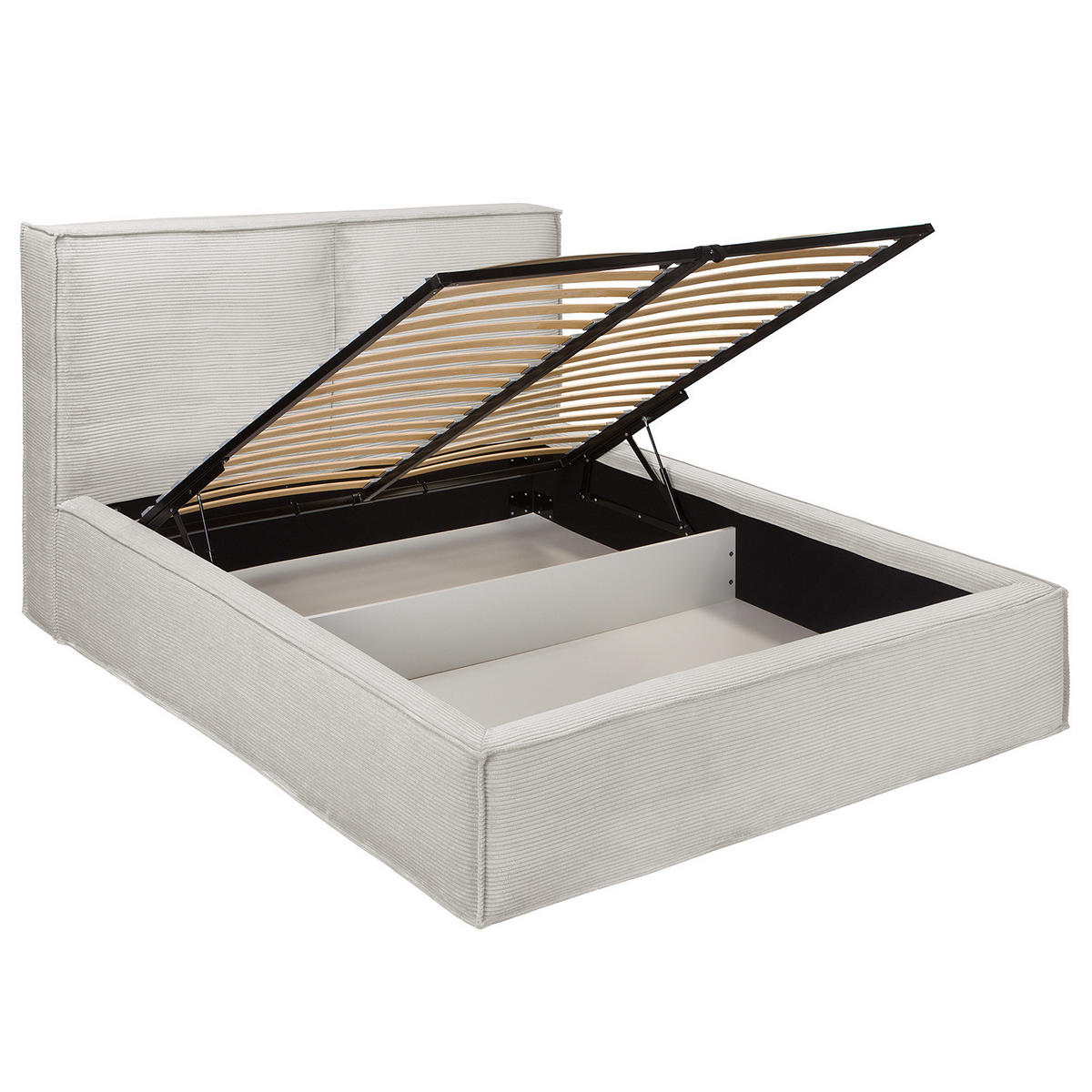 POLSTERBETT - Hellgrau, Textil (180/200cm) - home24