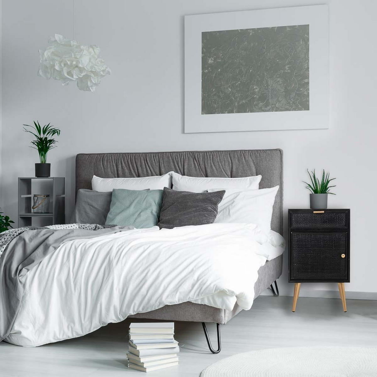 NACHTTISCH aus Holz und Gitter, schwarz, 42x37x71cm - Schwarz, Holz (42/71/36.5cm) - Wanderlust