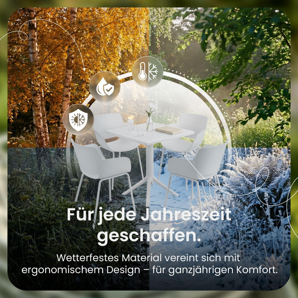GARTENSITZGRUPPE 4 Kunststoff Weiß - Weiß, Kunststoff - CLP