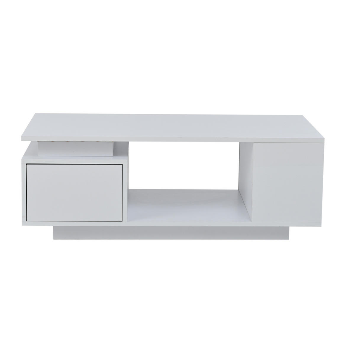 COUCHTISCH mit Schublade 100 x 50 x 36 cm Hochglanz Weiß mit LED - Weiß, Holzwerkstoff (100/50/36cm) - Meubliv