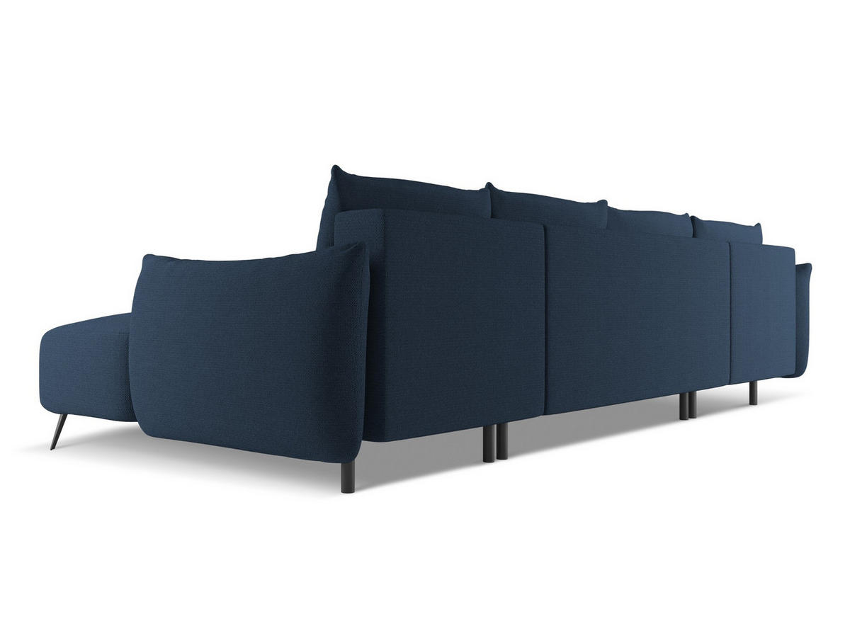 WOHNLANDSCHAFT Chenille Stoff Blau - Blau/Schwarz, Textil/Metall (317/86/162cm) - Makamii