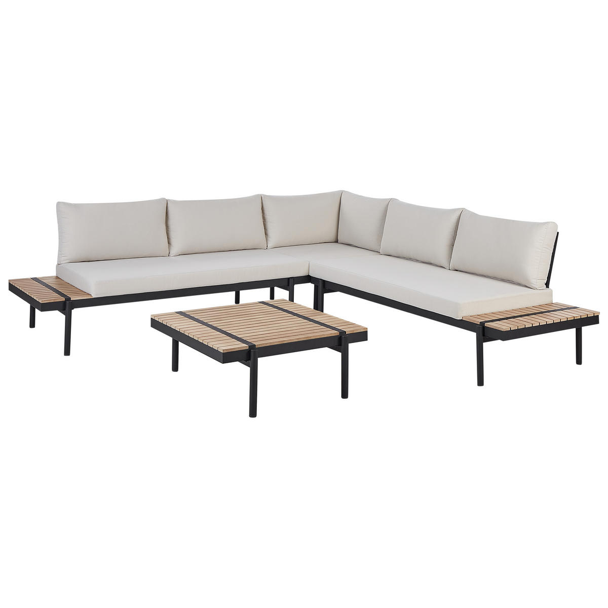 LOUNGE-SET 5-Sitzer Weiß Bellariva - Hellbraun/Schwarz, Holz - Beliani