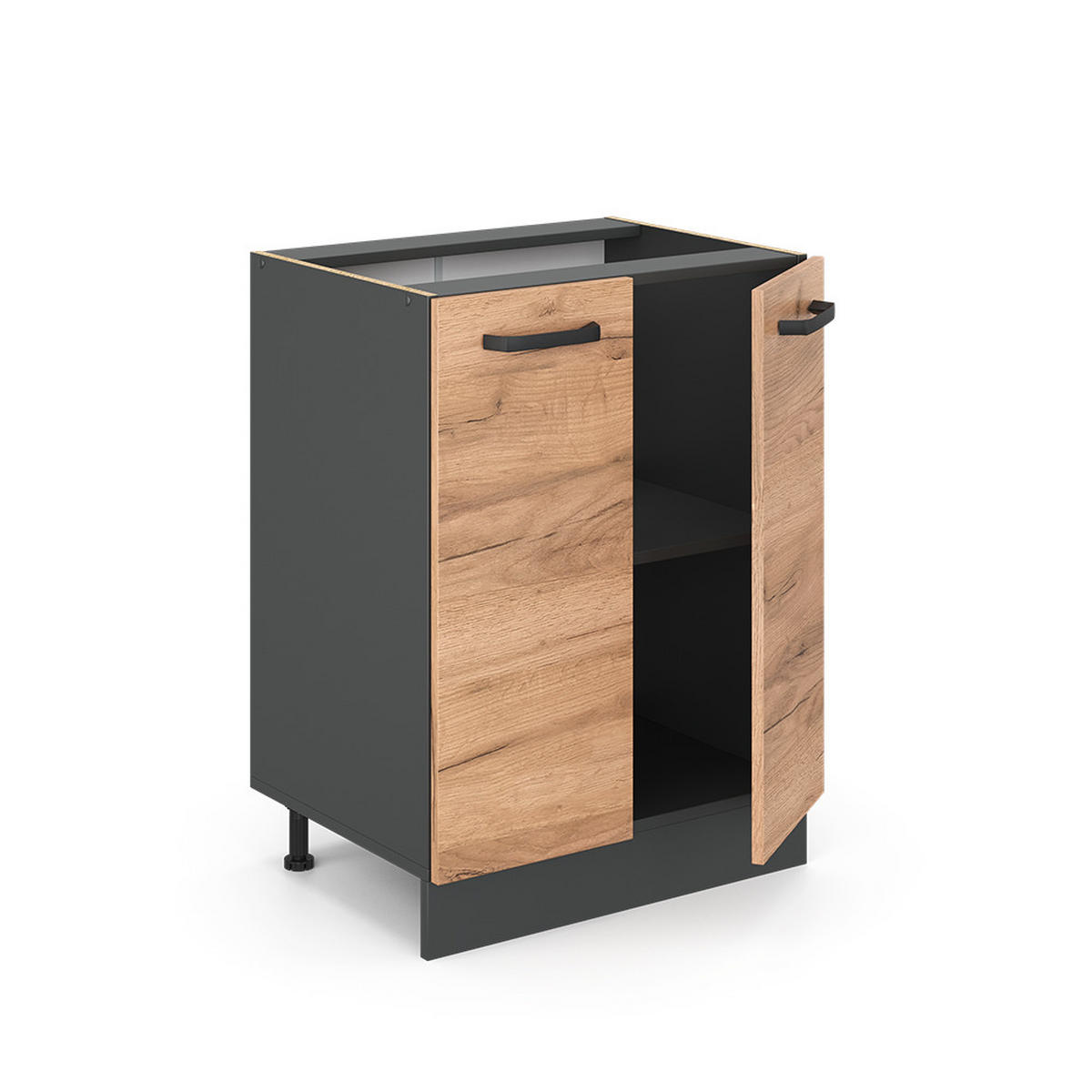 KÜCHENUNTERSCHRANK R-Line Goldkraft Eiche 60 cm ohne AP - Honigeiche/Anthrazit, Holzwerkstoff (60/81.6/46cm) - Vicco