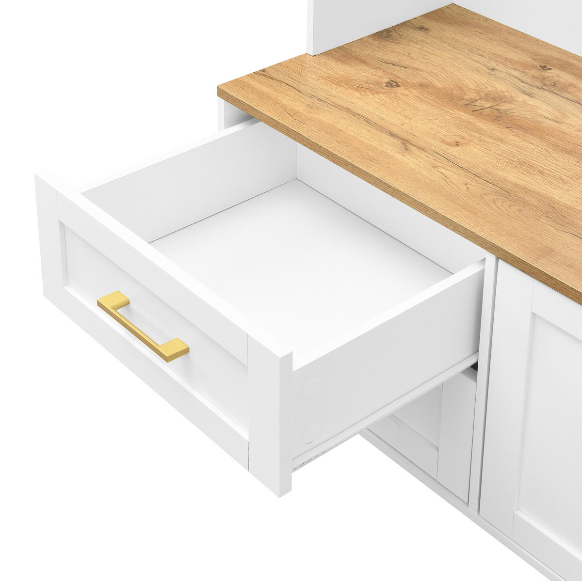 SCHUHSCHRANK aus MDF 120x40x187cm in Weiß mit LED & Spiegel - Weiß, Holzwerkstoff (120/187/40cm) - Modfu