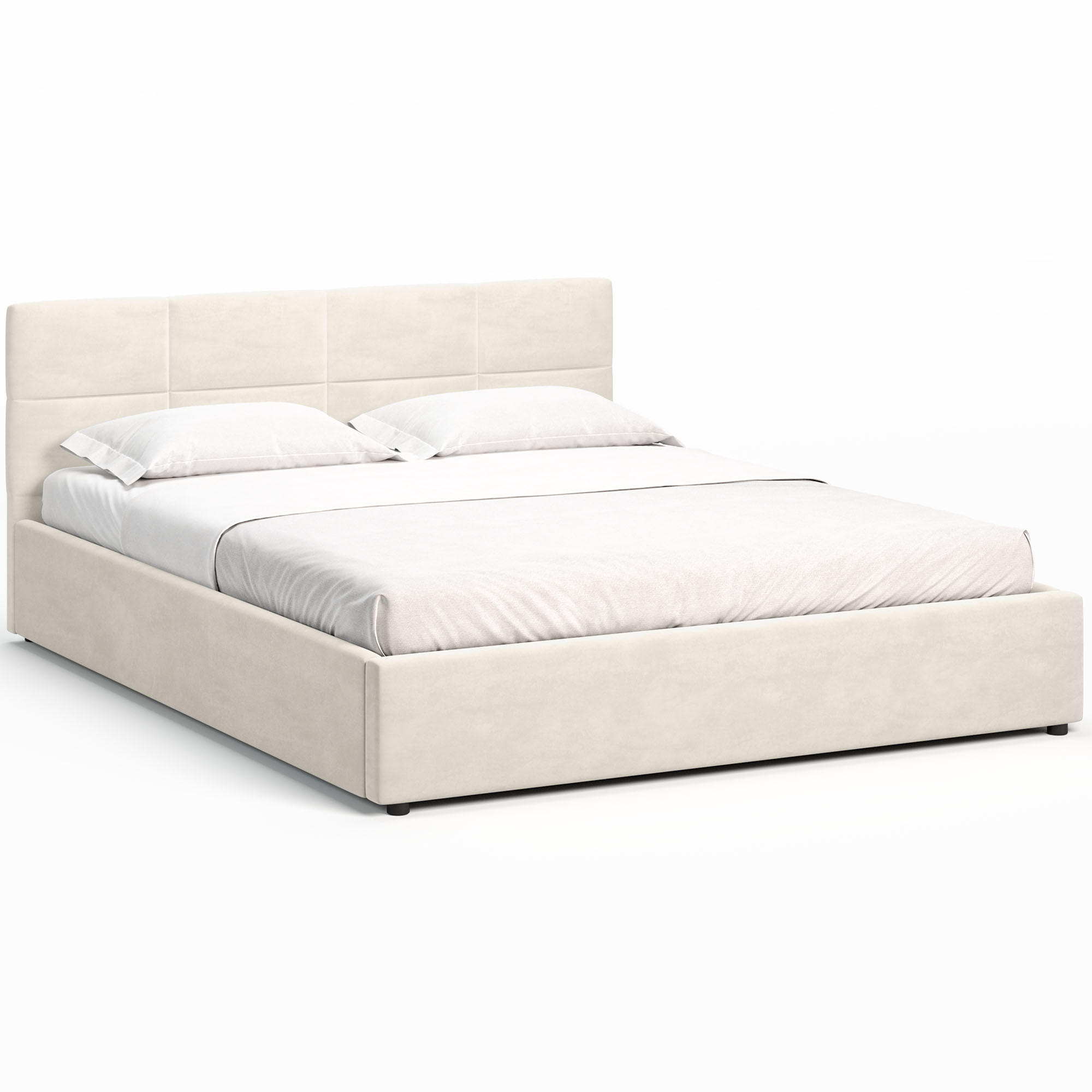POLSTERBETT 160×200 mit Bettkasten und Lattenrost Mika HLR-1 Beige Velours - Beige, Holz (160/200cm) - Jana