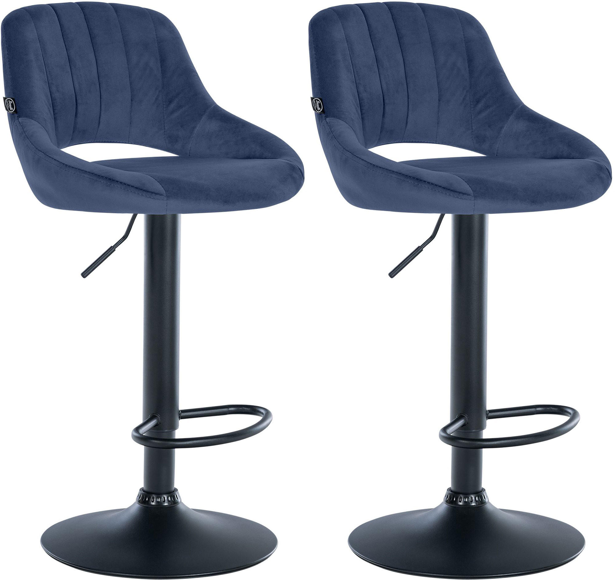 BARHOCKER 2er Set Samt blau - Blau/Schwarz, Textil (47/85/48cm) - CLP