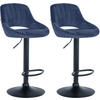 BARHOCKER 2er Set Samt blau - Blau/Schwarz, Textil (47/85/48cm) - CLP