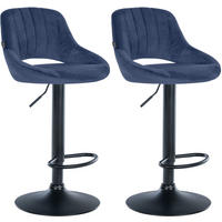 BARHOCKER 2er Set Samt blau - Blau/Schwarz, Textil (47/85/48cm) - CLP