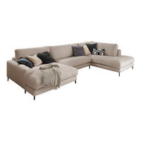 WOHNLANDSCHAFT CARA Taupe Cord - Taupe/Schwarz, Textil (341/84/223cm) - KAWOLA