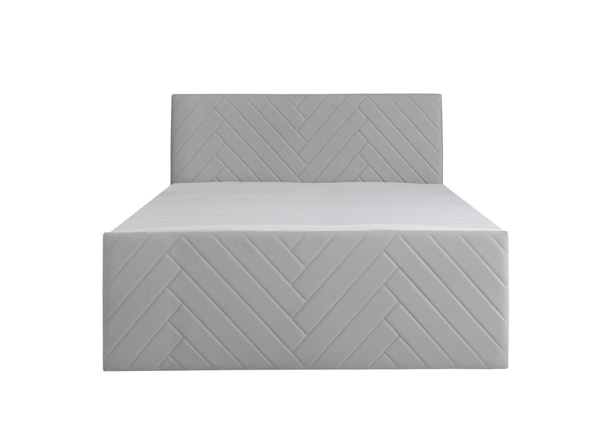 BOXSPRINGBETT NOVA mit Topper und Bettkasten, Silberfarben, 160x200 cm - Silberfarben, Textil (160/200cm) - KS Home Concept