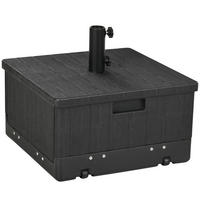 SONNENSCHIRMSTÄNDER mit Griff, Rollen, Hochbeet, bis 80 kg Sand befüllbar für Ø38/48 mm Schirmstangen Schwarz - Schwarz, Kunststoff (53/53cm) - Outsunny