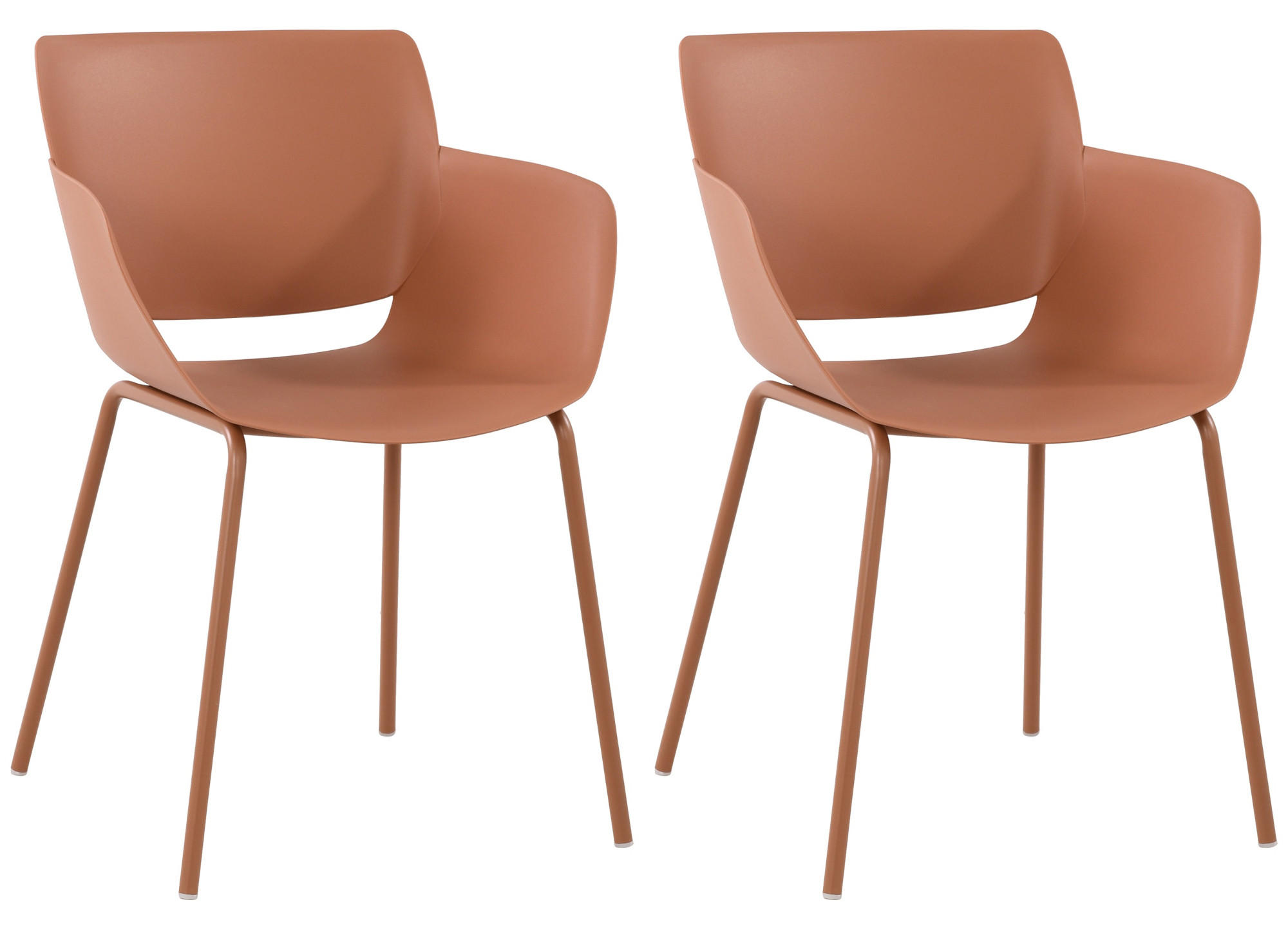 STUHL 2er Set Kunststoff Terracotta - Terra cotta, Kunststoff/Metall (58/80/54cm) - CLP