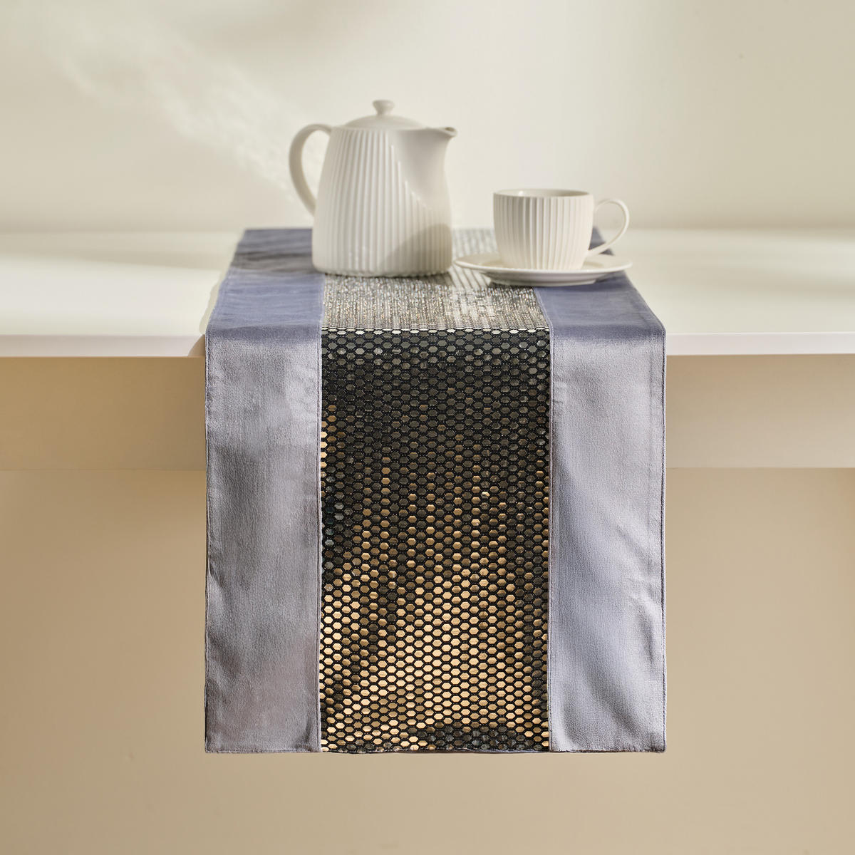 TISCHLÄUFER Fever - Grau, Textil (180/35/1cm) - home&you