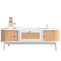 COUCHTISCH mit Stauraum 110 x 55 cm MDF Weiß - Weiß, Holz (110/55/38.5cm) - Meubliv