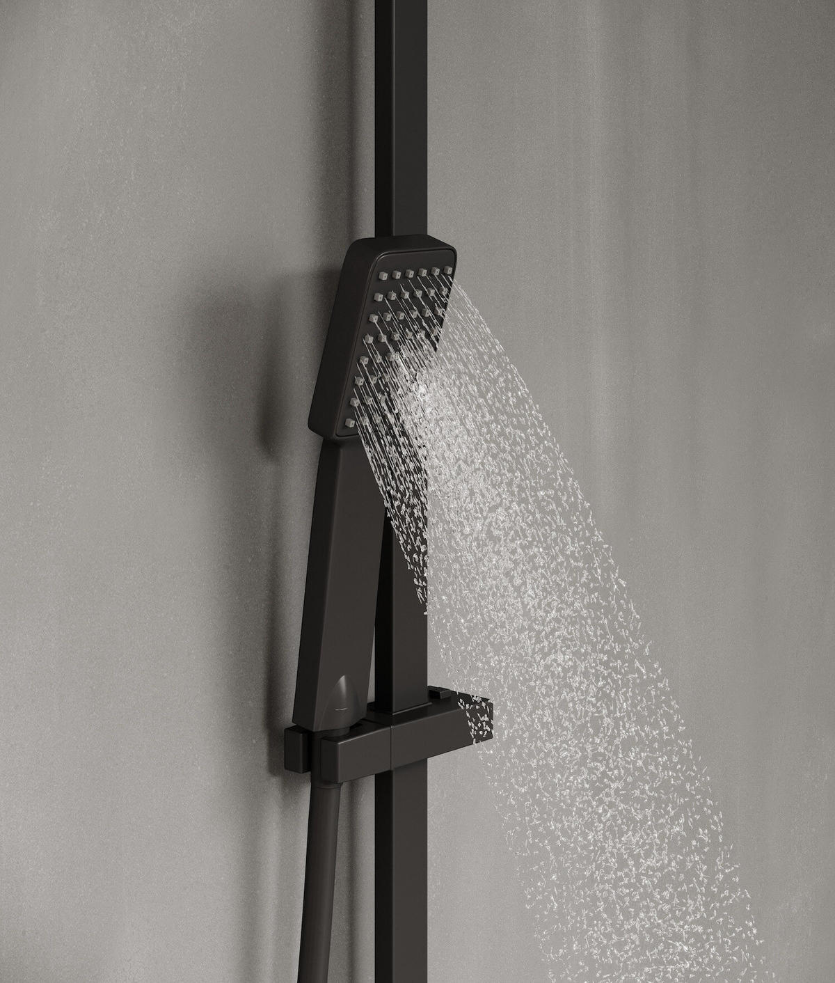 DUSCHSET Levu Schwarz Messing - Thermostat - Schwarz, Metall (8/26/71cm) - Badplaats