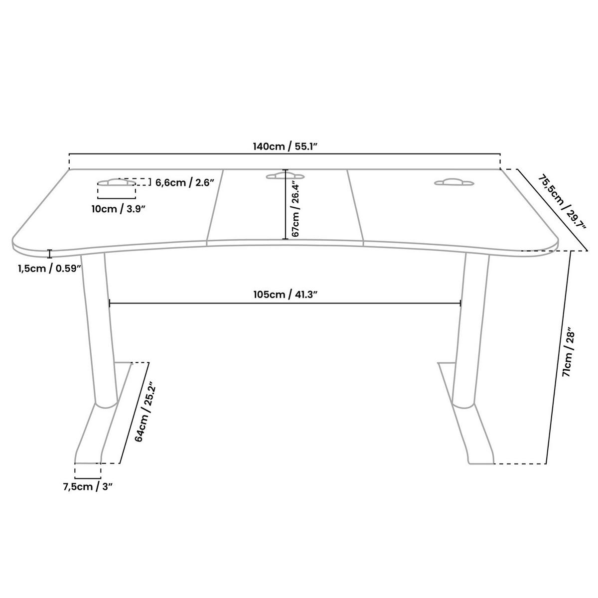 GAMINGTISCH Arena Medium 140/76/71 cm Rosa - Pink, Metall (75.5/140/71cm) - Arozzi