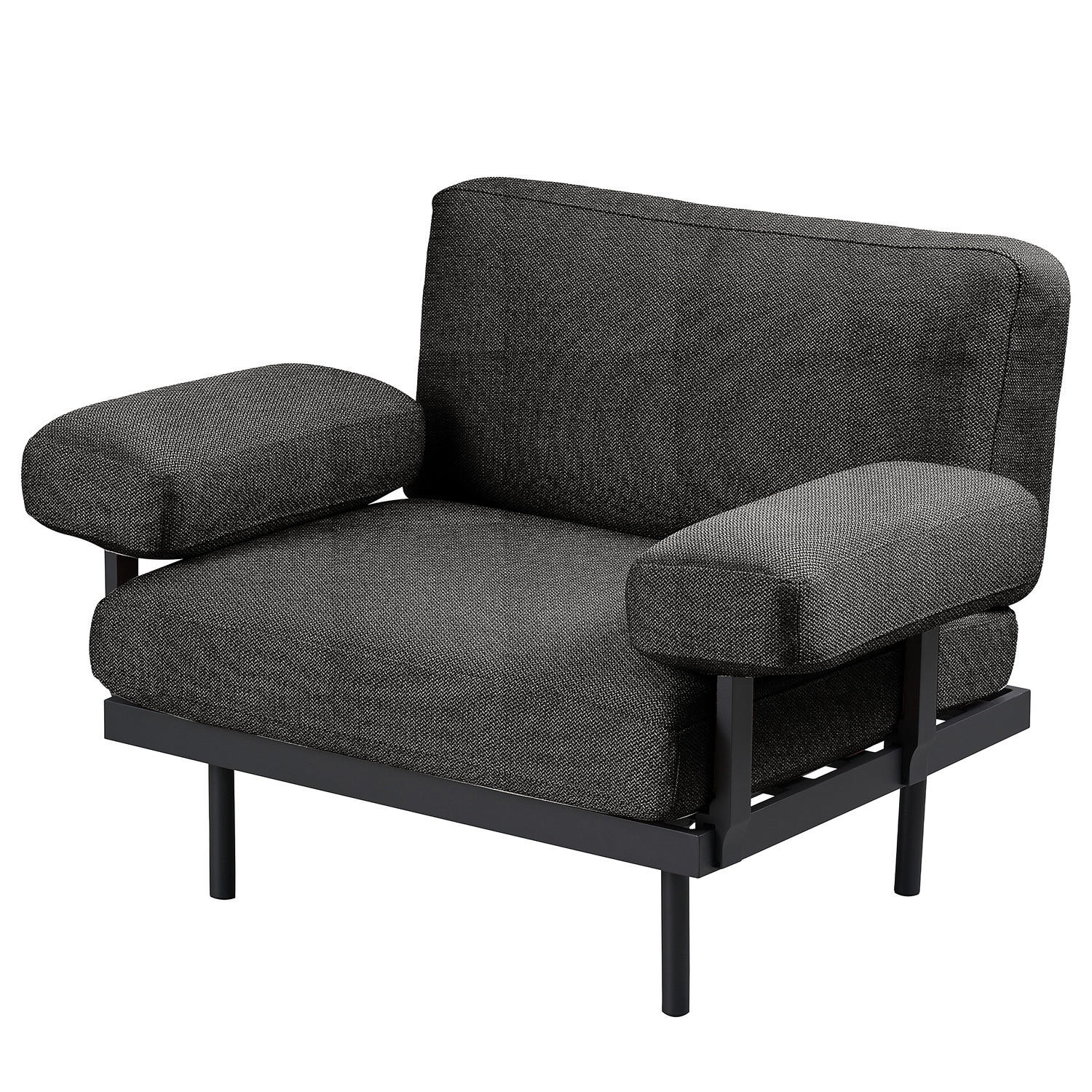 OUTDOOR-SESSEL - Schwarz, Textil/Metall (112/80/84cm) - home24