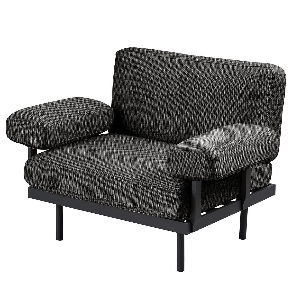 OUTDOOR-SESSEL - Schwarz, Textil/Metall (112/80/84cm) - home24