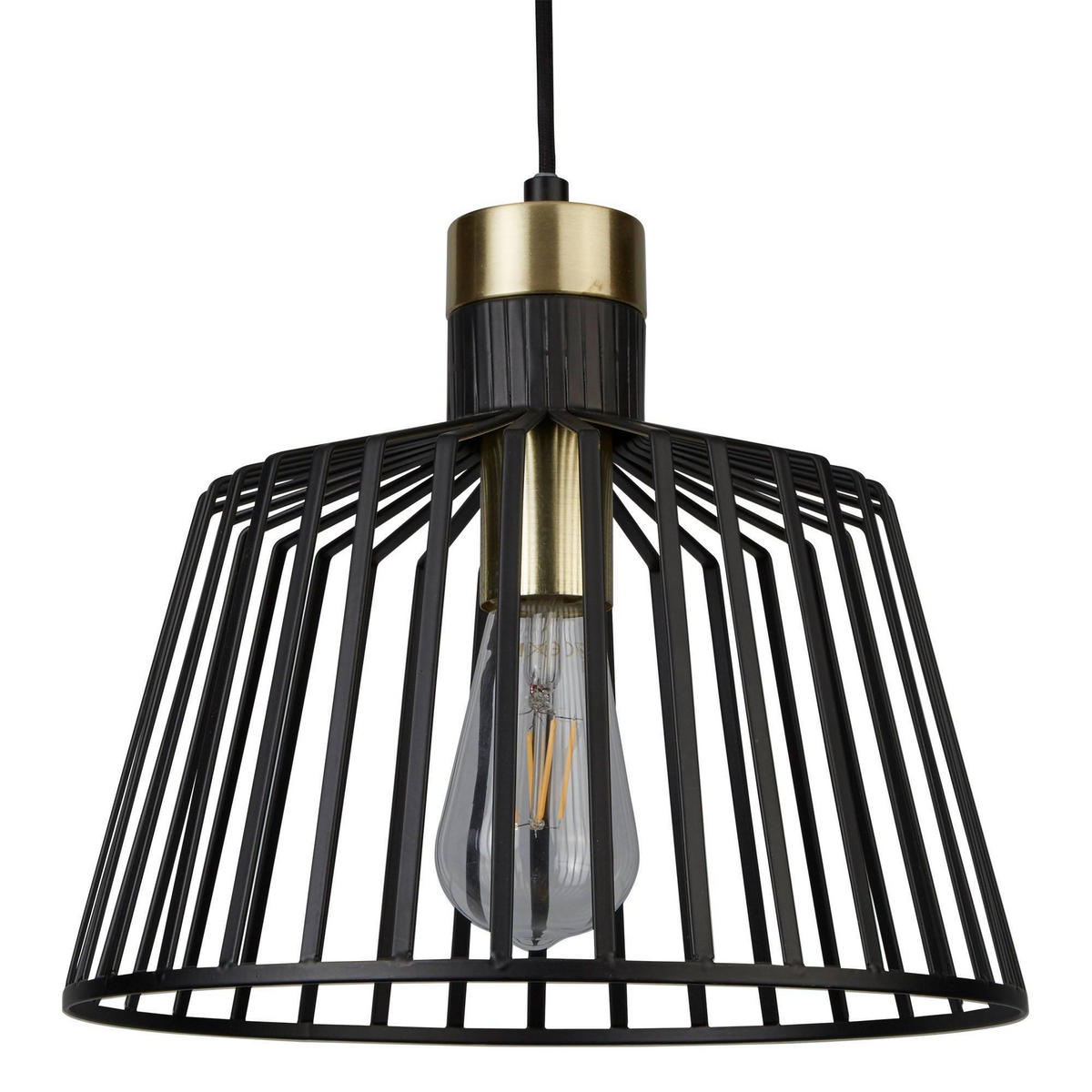 PENDELLEUCHTE Käfig Design Schwarz Gold - Schwarz, Metall (30/30/154cm) - SearchLight
