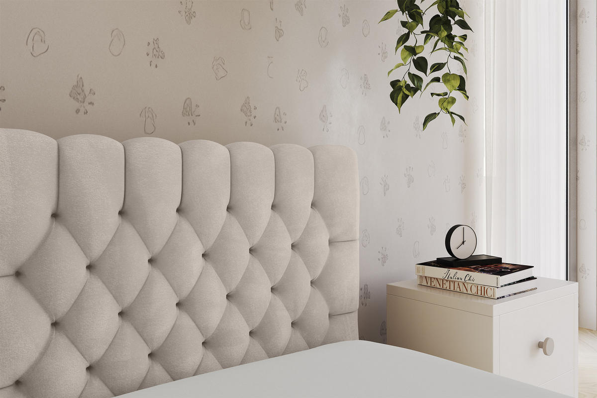 EINZELLBETT Jugendbett mit Bettkasten und Matratze H3/H4, Links - MULY 80x200 Beige - Ecru, Holzwerkstoff/Textil (80/200cm) - ALTDECOR