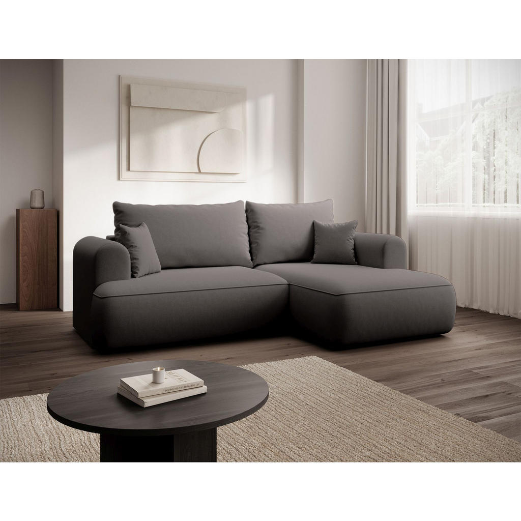 Thumbnail - Selsey Eckschlafsofa, Dunkelgrau, Textil, 4-Sitzer, Ottomane rechts,L-Form, 238x156 cm, Wohnzimmer, Sofas & Couches, Woh...