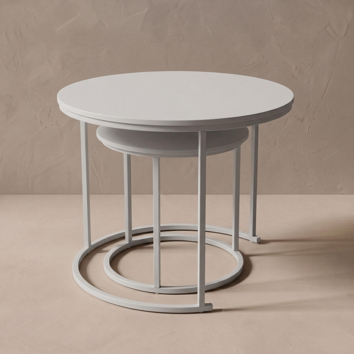 COUCHTISCH 2er-Set rund Weiß - Weiß, Metall (60/60/50cm) - SCENA LIVING