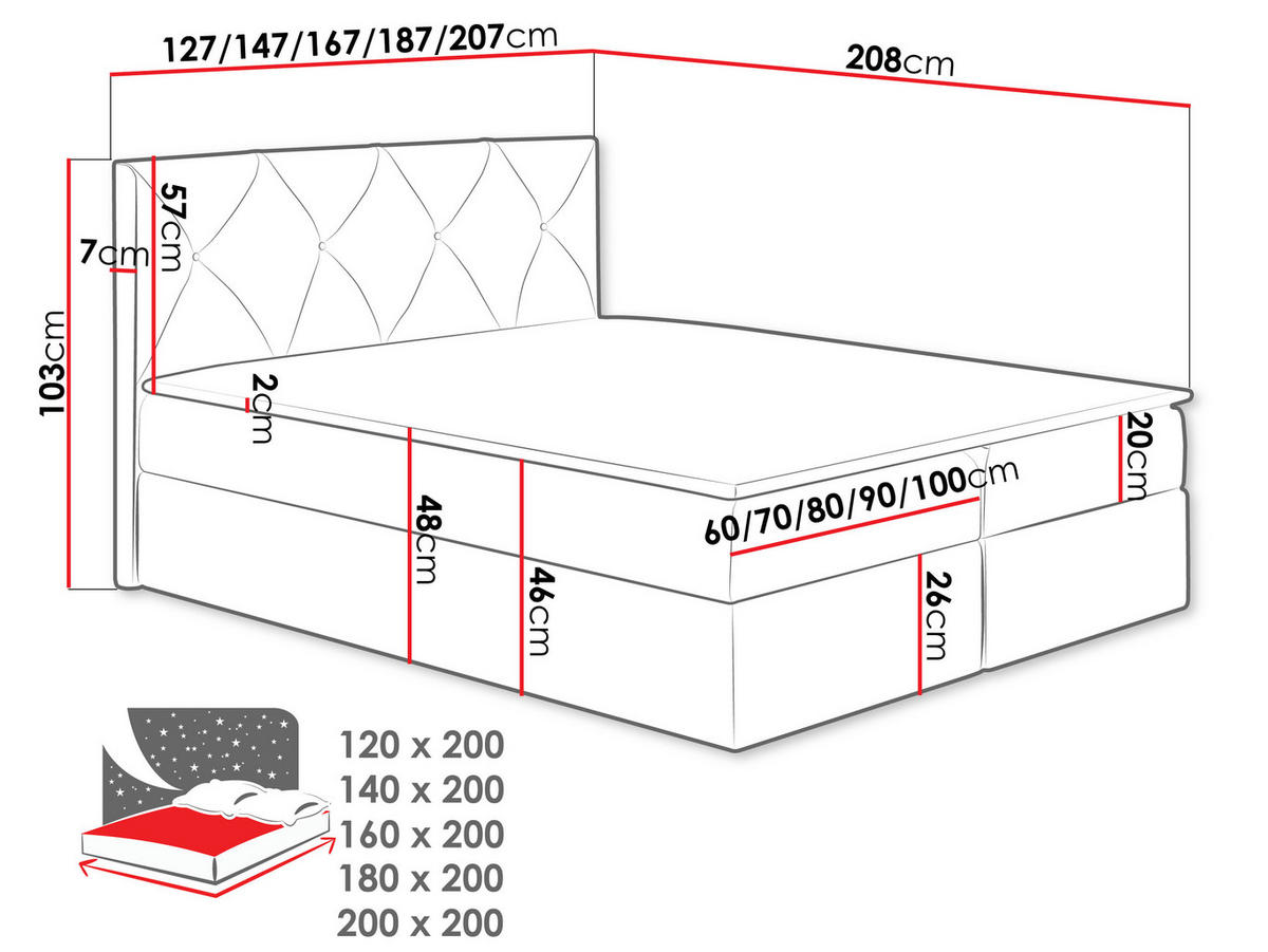 BOXBETT Crystal - Rosa, Holz (120/200cm) - MIRJAN24
