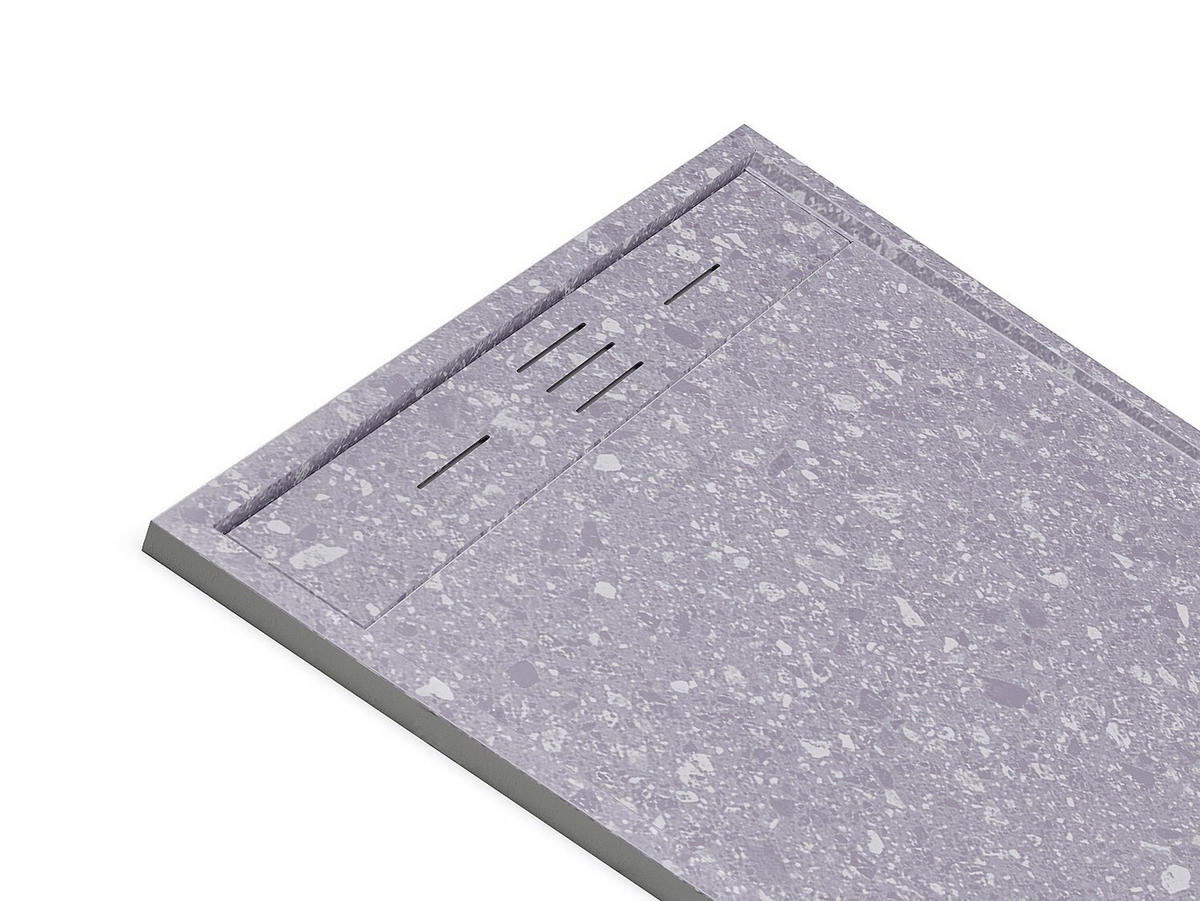 DUSCHWANNE - 140 cm x 90 cm - Harz - Grau, Weiß - LYROSA - Weiß/Grau, Kunststoff (90cm) - Vente-Unique