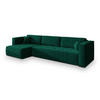ECKSOFA OLVERA Grün Plüsch-Stoff mit Schlaffunktion - Grün, Holz (347/148cm) - MASSENO