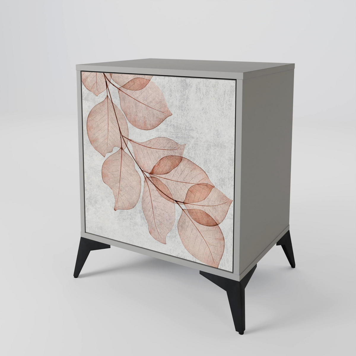 SIDEBOARD AUTUMN FRAGILITY, Grau, 57,5x42x75,5 cm, Goldfarbene Metallfüße - Goldfarben/Multicolor, Holzwerkstoff/Metall (57.5/75.5/42cm) - SpaceRebels
