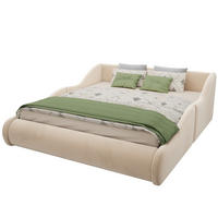 POLSTERBETT 140/200 cm in Beige mit Samtbezug und Seitenschutzgittern - Beige, Textil (140/200cm) - Flora Grace