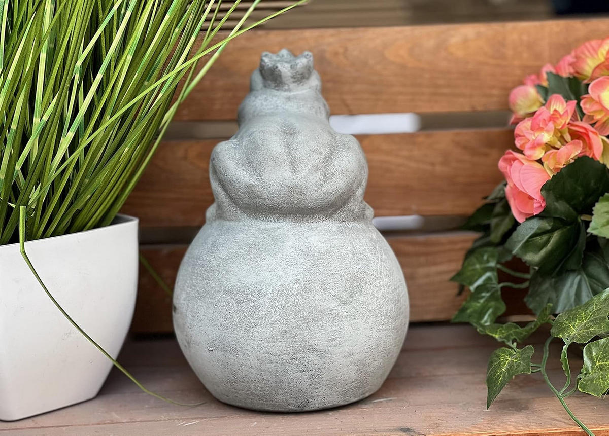 STEINFIGUR Frosch auf Kugel Willkommen frostfest Steinguss - Grau, Stein (15/22/15cm) - stoneandstyle