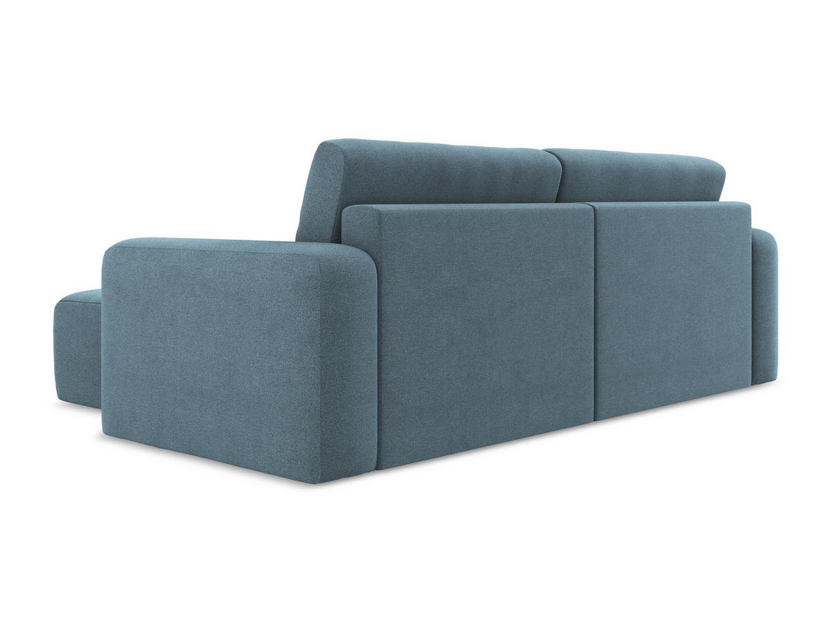 ECKSOFA mit Schlaffunktion rechts Strukturstoff Stoff Blau - Blau/Schwarz, Kunststoff/Textil (244/149cm) - Makamii