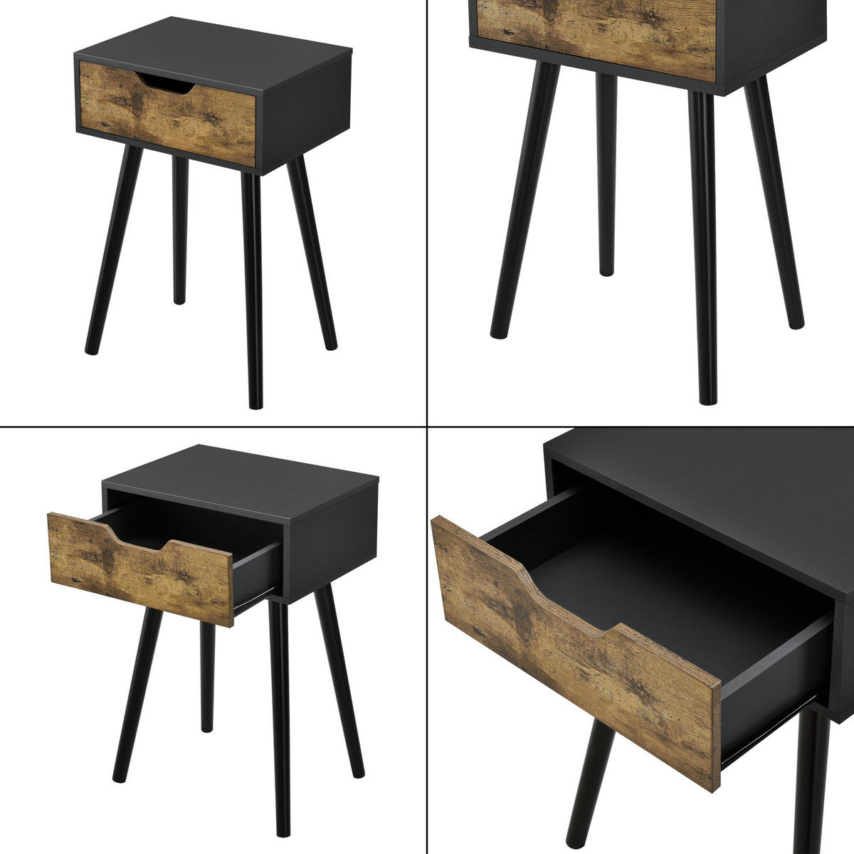 BEISTELLTISCH-SET 2 TLG. Östersund - Dunkelbraun/Schwarz, Holz/Holzwerkstoff (29.5/40/60cm) - [en.casa]