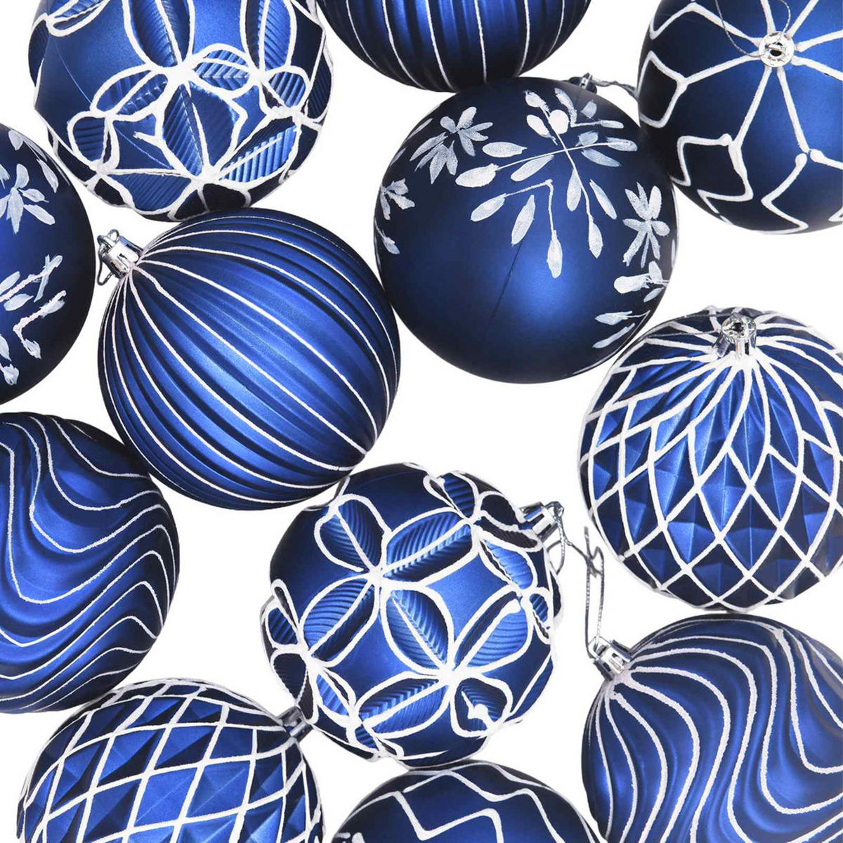 WEIHNACHTSKUGELSET XL 12 -teilig 10 cm Blau Polystyrol - Blau, Kunststoff (10/10/10cm) - vidaXL