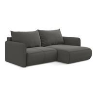ECKSOFA mit Schlaffunktion Samt Stoff Grau - Dunkelgrau/Schwarz, Kunststoff/Textil (207/148cm) - LaMiaSofa