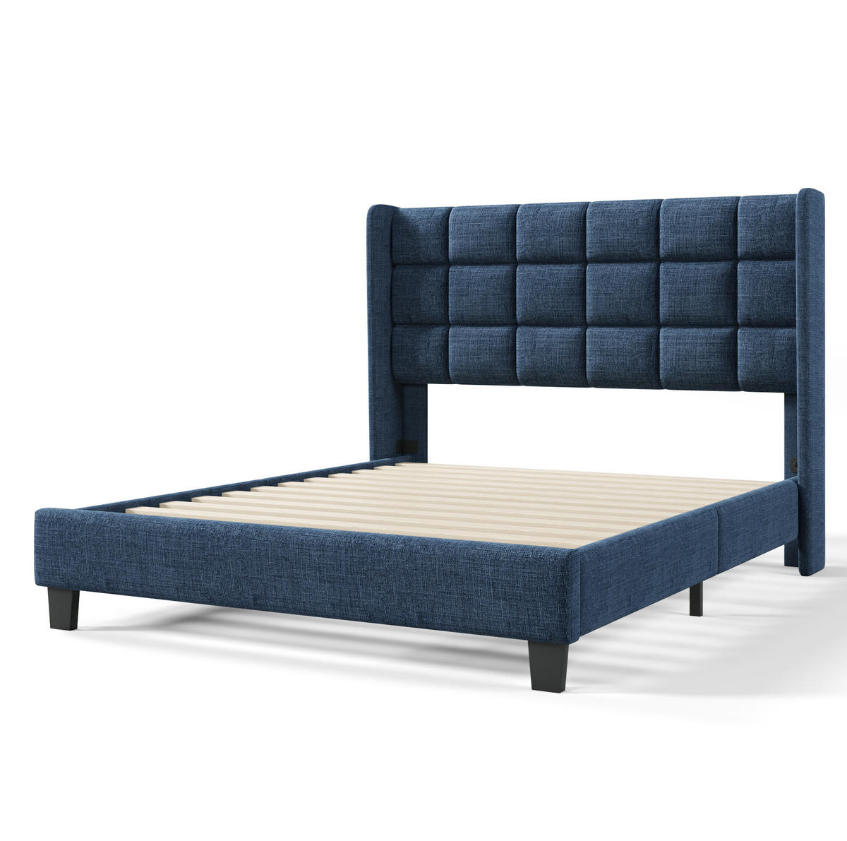 POLSTERBETT mit Lattenrost 140x200 cm Leinen Blue - Blau, Metall (140/200cm) - Meubliv