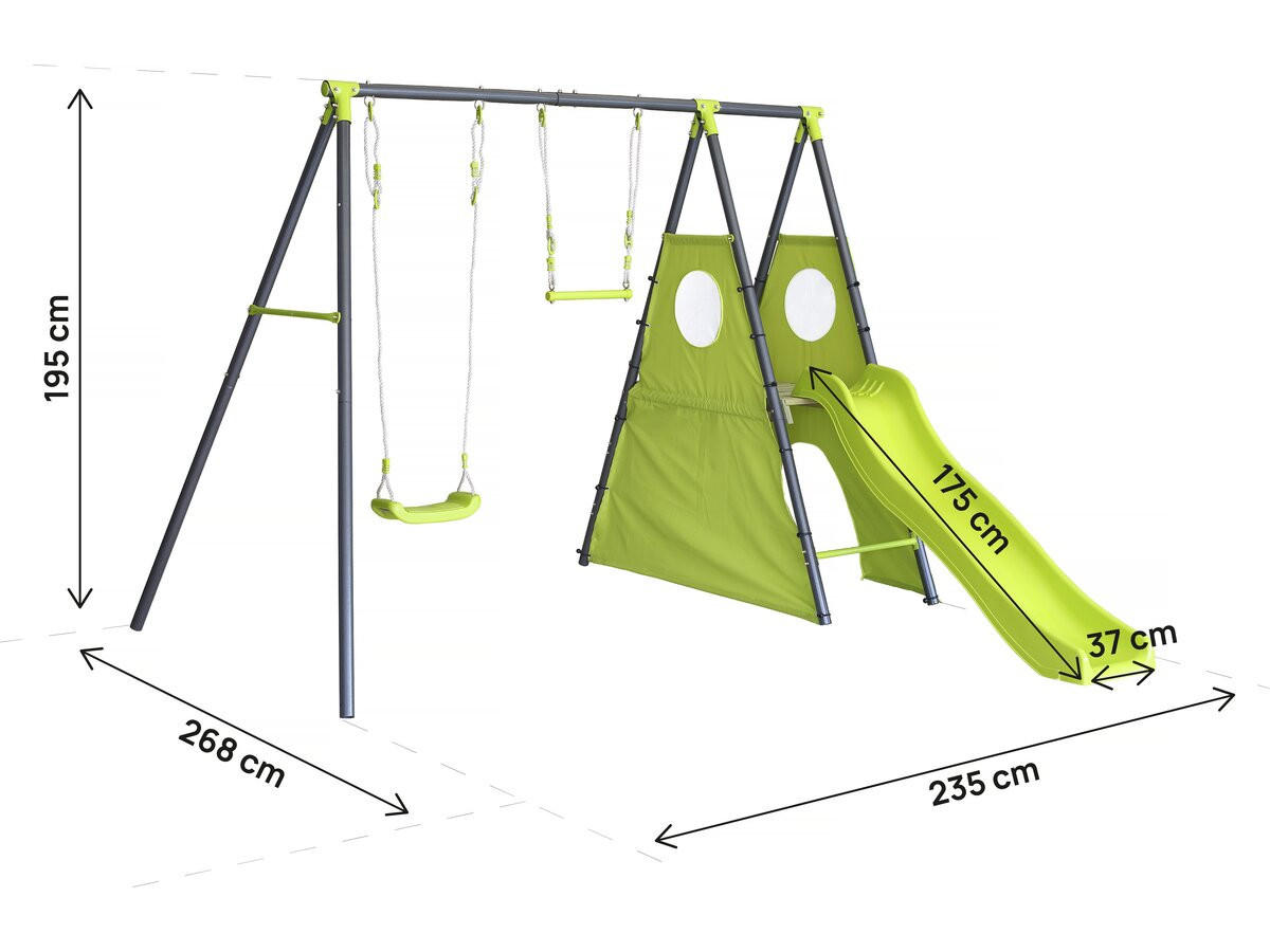 SPIELTURM AUS METALL Kylian Grün - Grün, Metall (268/195/235cm) - Habitat Garten