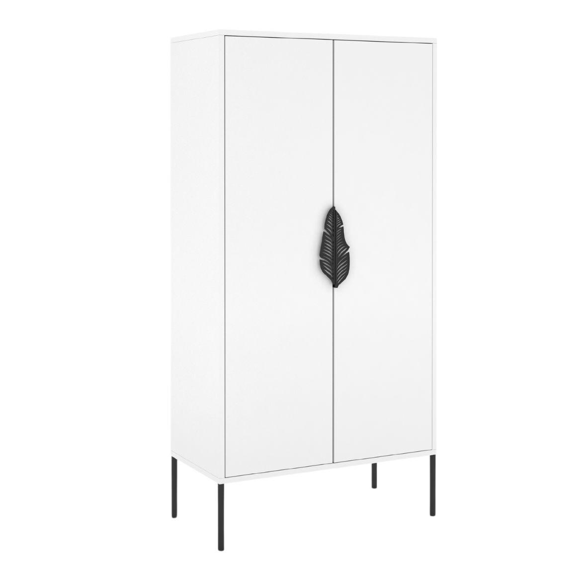 HIGHBOARD Merlin, Weiß, Schwarze Details - Schwarz/Weiß, Holzwerkstoff/Metall (80/160/40cm) - Skandica