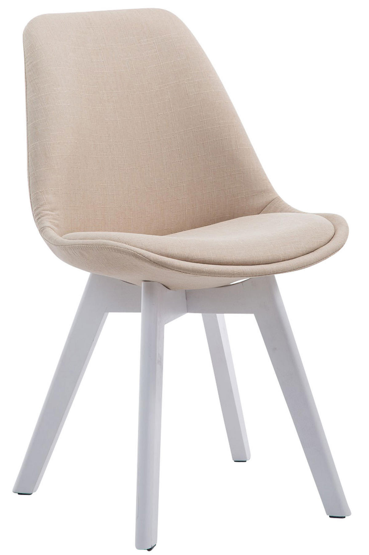 STUHL 4er Set Stoff creme - Creme/Weiß, Holz/Textil (48/84/55cm) - CLP