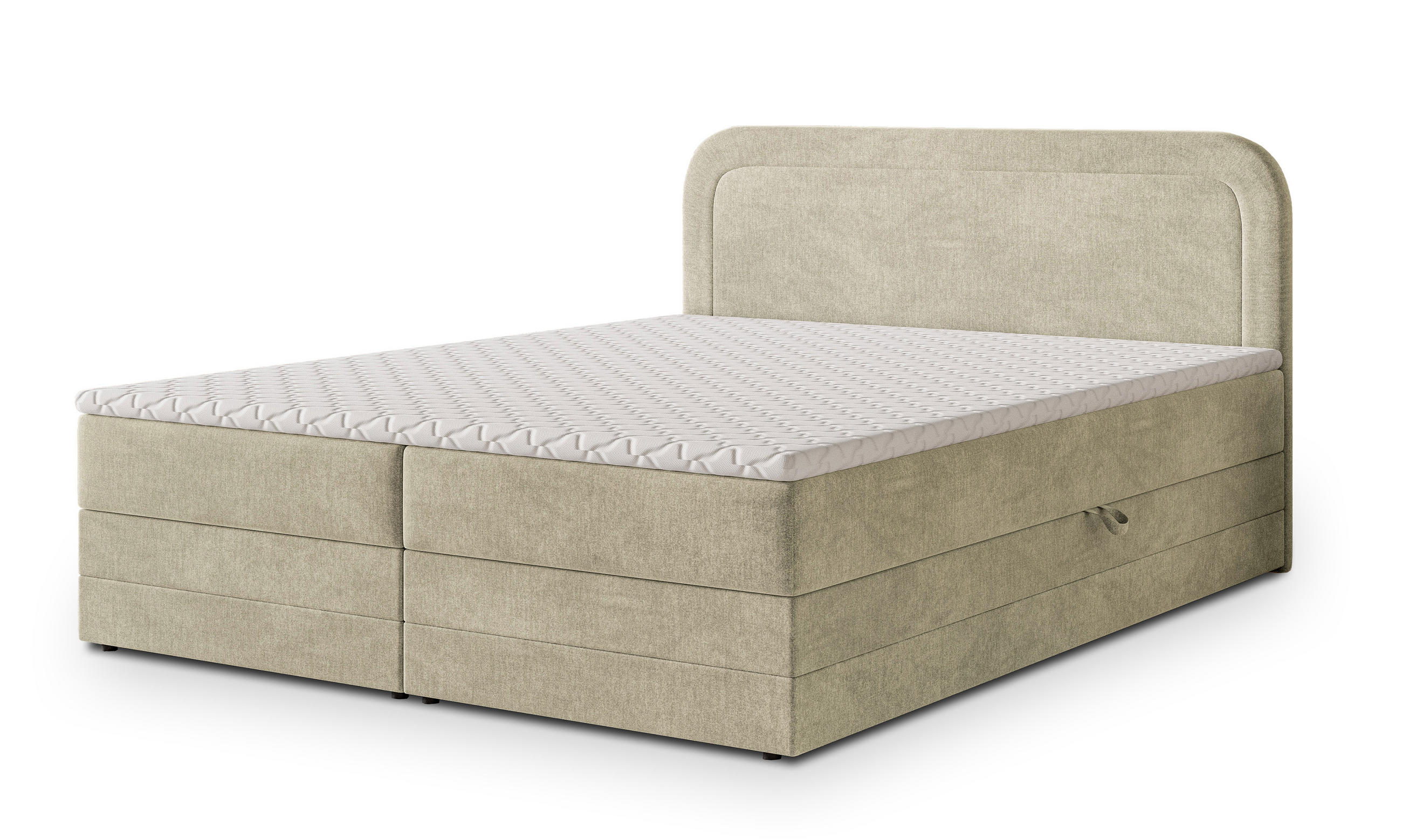 BOXBETT ARMEL 160x200 cm mit Matratze und Topper - Creme - Creme, Holz (160/200cm) - MASSENO