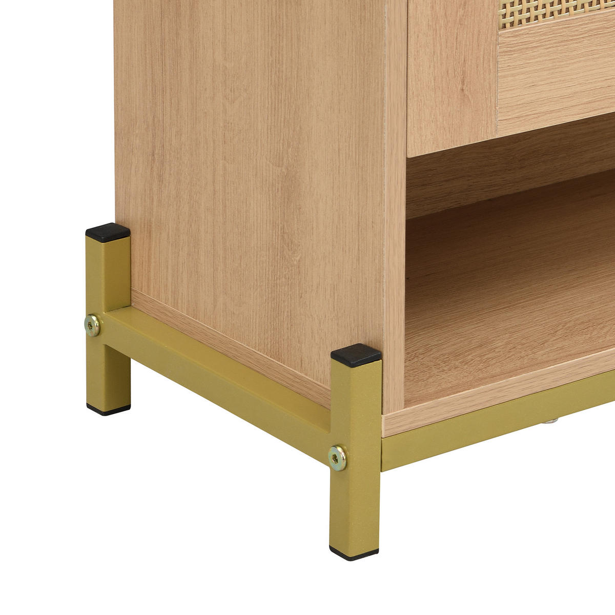 SCHUHSCHRANK 108,5/24/100 cm in Hell-Eiche mit 4 Türen und Metallgestell - Eichefarben, Holzwerkstoff (108.5/100/24cm) - BEAOK