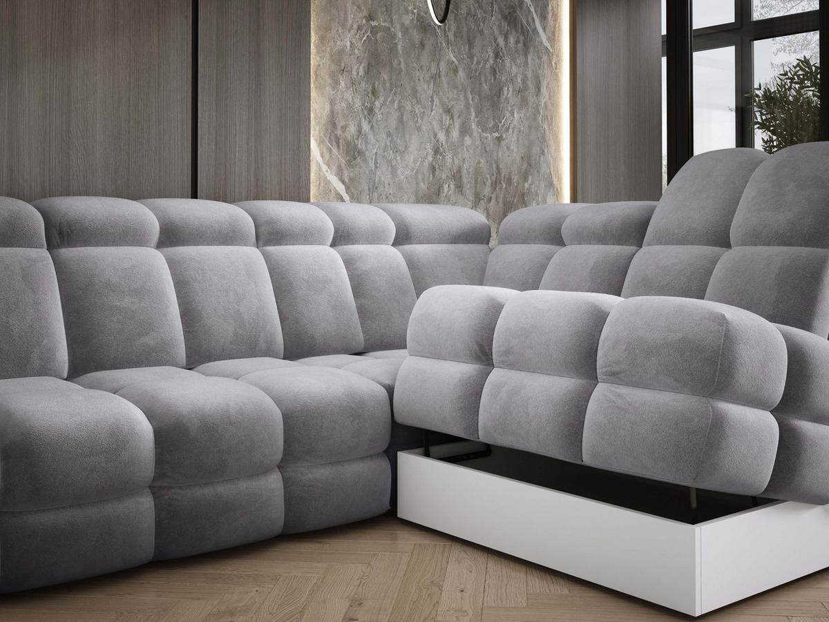 ECKSOFA TOLLO Salvador-stoff U-form 400x217x105 cm grau - Grau, Holz/Textil (217/400cm) - DomoHome