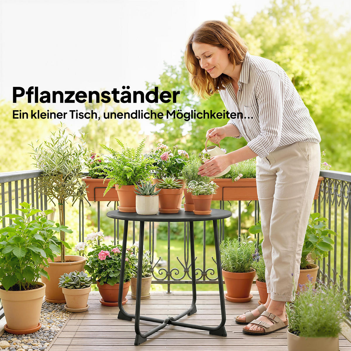 GARTENTISCH Schwarz 50.0/50.0/45.5cm - Schwarz, Metall (50/50/45.5cm)