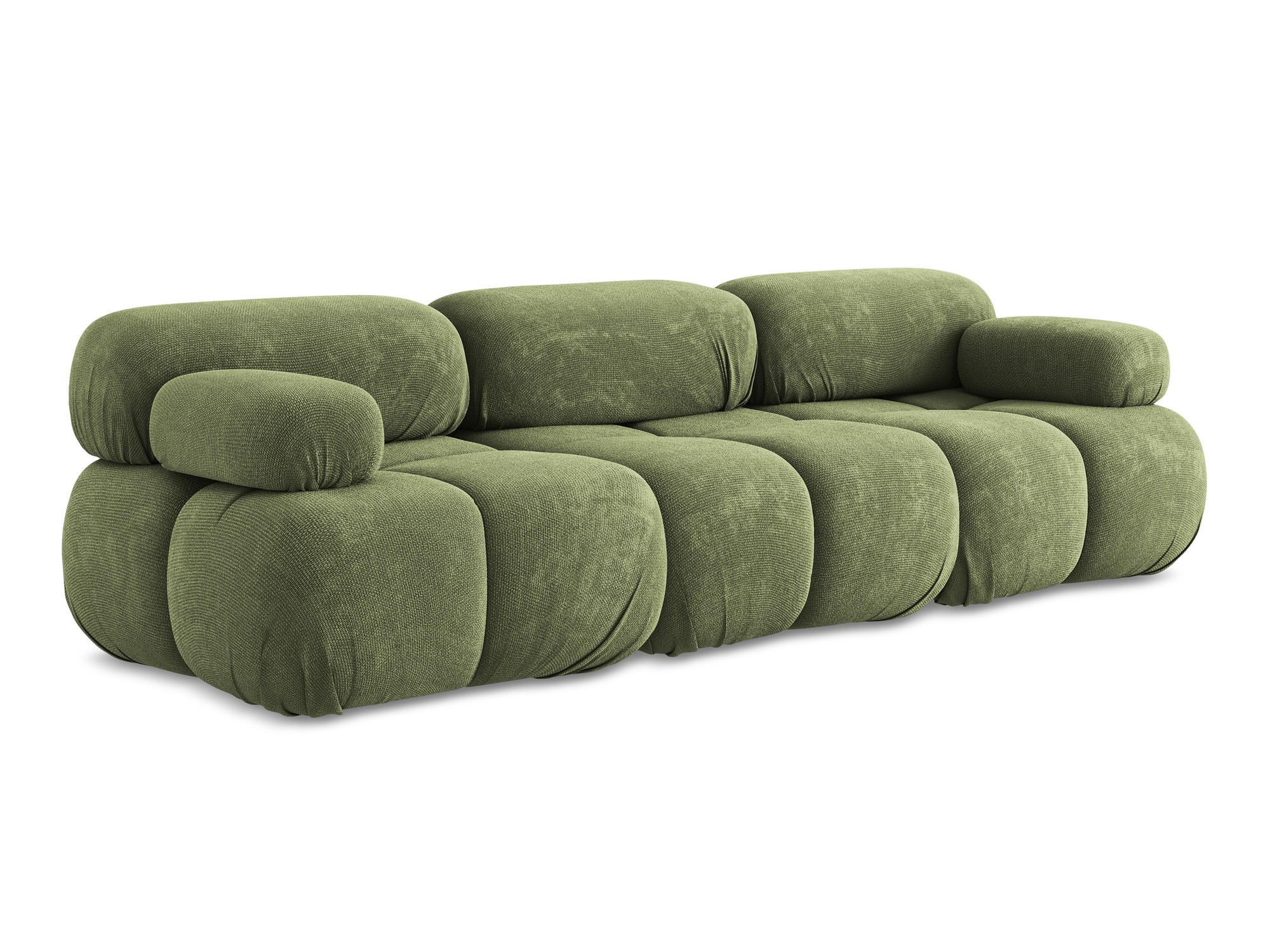 3-SITZER SOFA Chenille Stoff Grün - Schwarz/Grau, Kunststoff/Textil (285/70/96cm) - Makamii