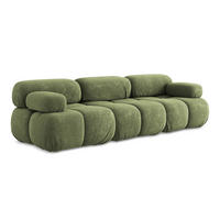 3-SITZER SOFA Chenille Stoff Grün - Schwarz/Grau, Kunststoff/Textil (285/70/96cm) - Makamii