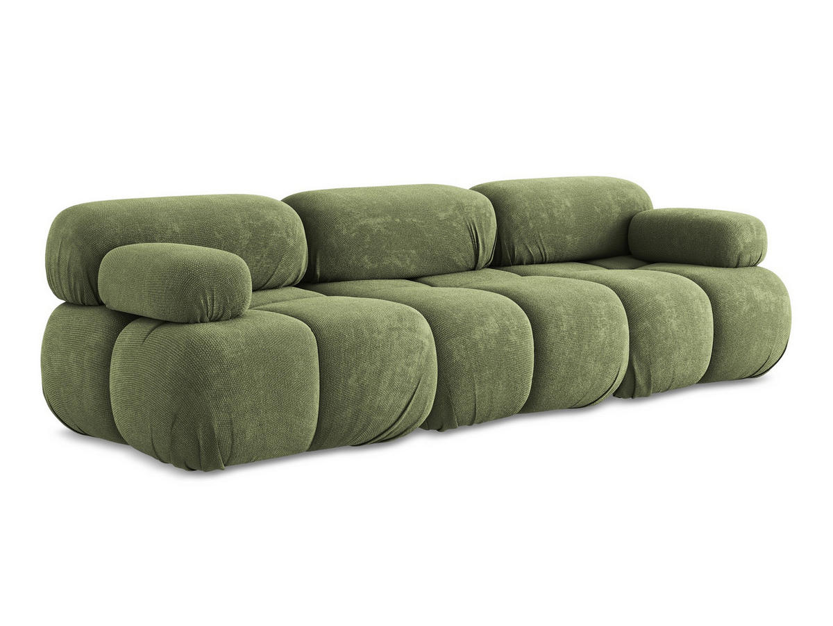 3-SITZER SOFA Chenille Stoff Grün - Schwarz/Grau, Kunststoff/Textil (285/70/96cm) - Makamii