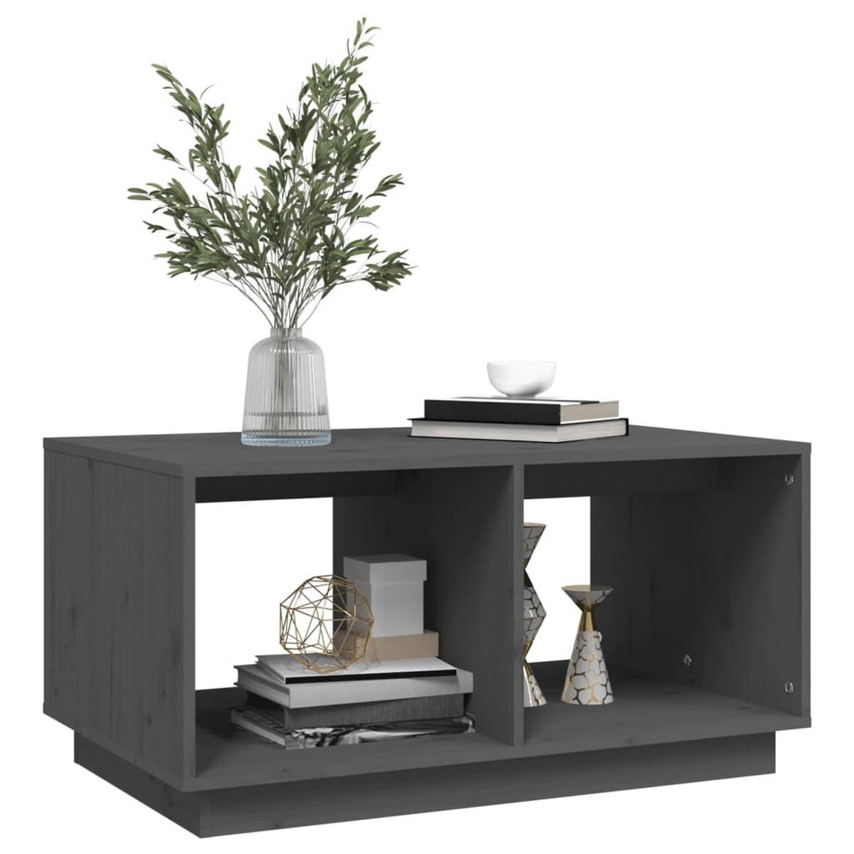 COUCHTISCH Grau 80x50x40 cm Massivholz Kiefer - Grau, Holz (80/50/40cm) - furnicato