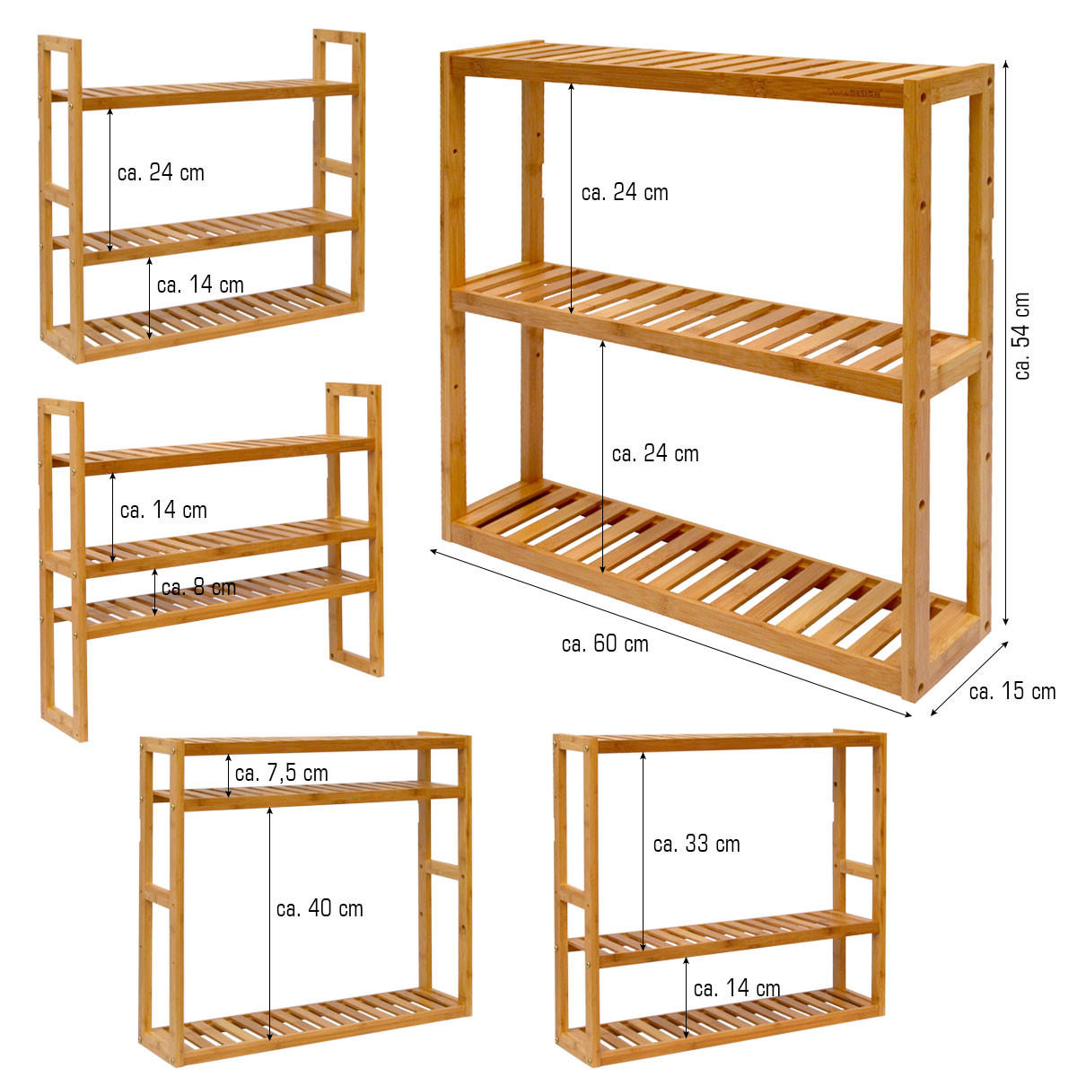WANDREGAL 60x54x15 cm - Braun, Holz (15/54/60cm) - Dunedesign