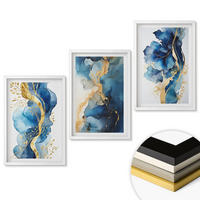 WANDBILDER 3er-Set - 40x60 cm Weißer Rahmen - Blaue abstrakte Muster - Weiß, Kunststoff (40/60cm) - ArtPrintCave